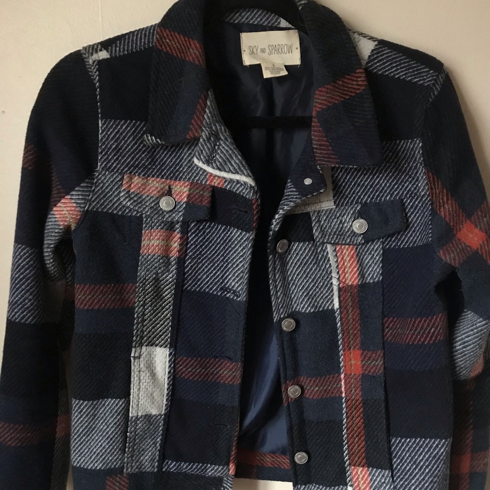 Sky and sparrow plaid jacket
